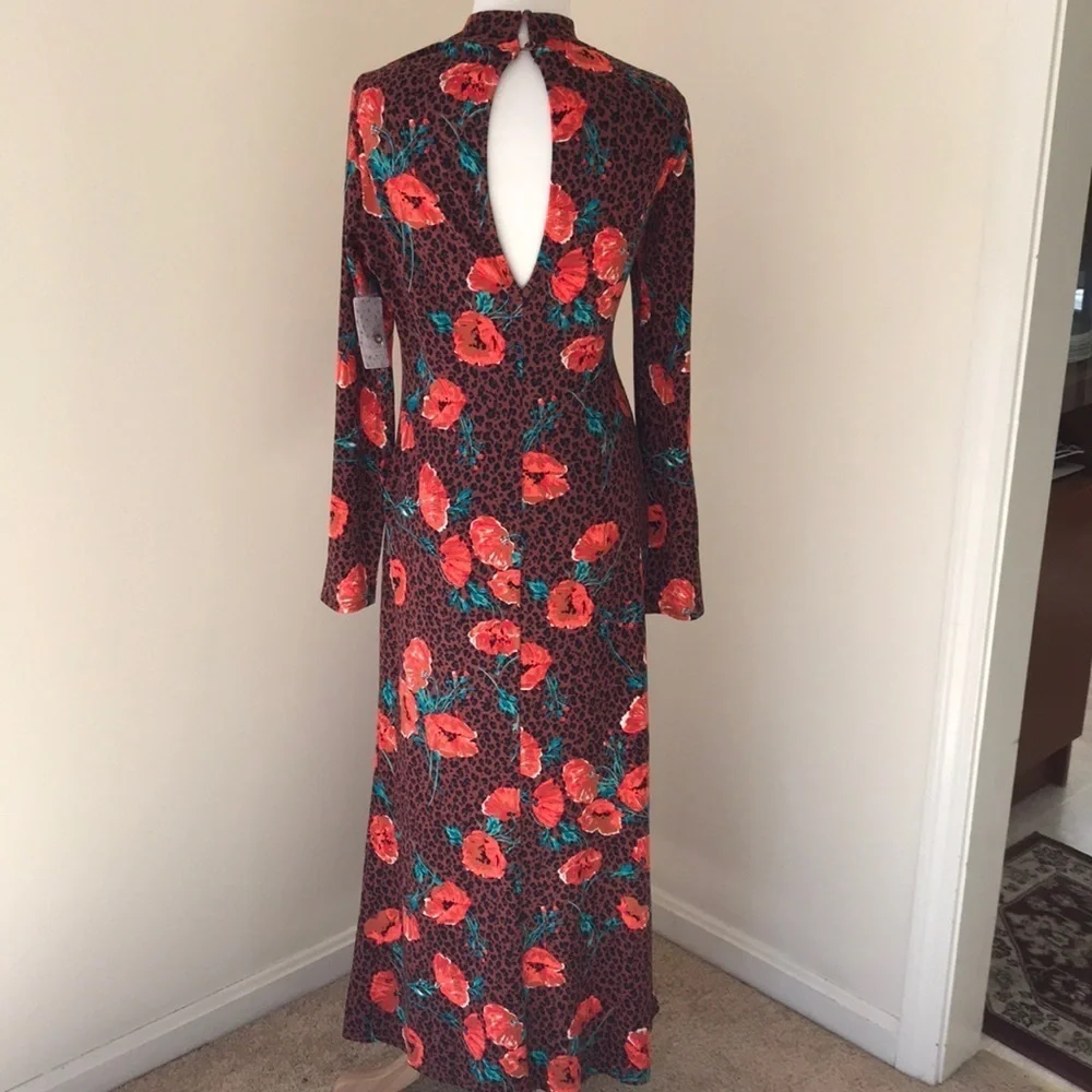 NWT! FREE PEOPLE Size M leopard with roses dress